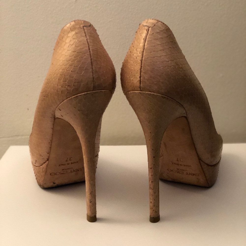 Nude Snakeskin Jimmy Choo Platform Pump - Picture 2 of 6